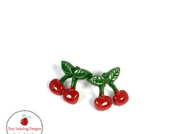 Cute polymer clay cherries stud earrings.