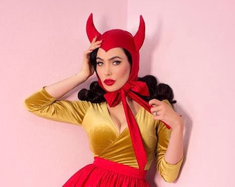 Devil Hood | Red Devil Hood | Vintage Devil Hood | Devil Bonnet