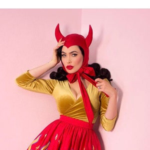 Devil Hood | Red Devil Hood | Vintage Devil Hood | Devil Bonnet