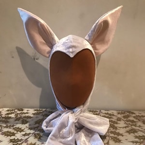 Bunny Hood | Bunny Bonnet | White Velvet | Vintage Bunny