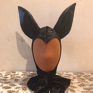 Bunny Hood | Bunny Bonnet | Bunny Ears | Black Velvet | Vintage Bunny | Goth Bunny