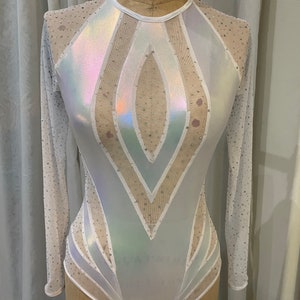 Disco Angel Leotard | Mesh Bodysuit | Iridescent Lycra | Rhinestones | Aerial | Dance | Circus | Drag | Rave | Contortion