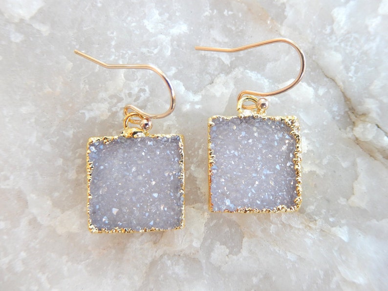 white druzy earrings