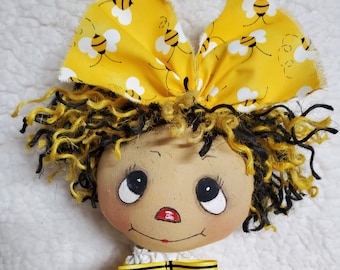 Raggedy Ann Doll - Bumble Bee  - OOAK raggedy doll - hand made raggedy-yellow - Gift spring doll - Bumble Bee dress