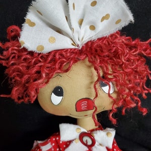 Whimsical primitive folk art Patriotic Raggedy Ann doll Patriotic heart cotton Memorial Day w/ swivel head