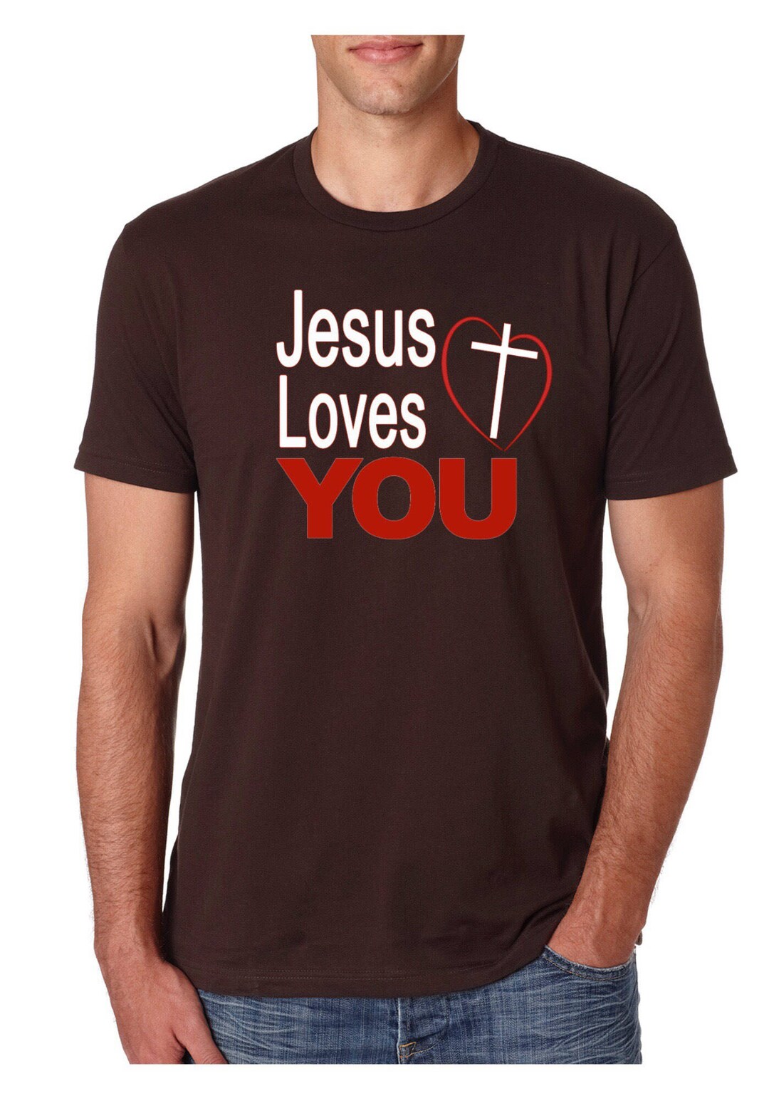 Jesus Loves You T-shirt: Christian Heart & Cross Apparel - Etsy