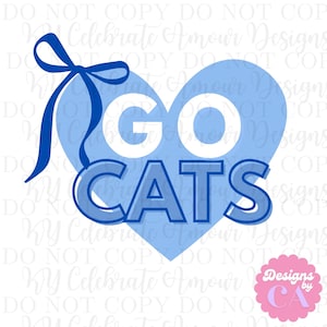 KY Png, Kentucky Png Go Cats PNG | Blue Heart with Bow Sublimation Design | Digital School Spirit Graphic
