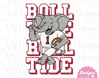Roll Tide Elefant ALABAMA Football PNG | Crimson Tide Maskottchen Digitaler Download | Spieltag Sublimations Design | Alabama Fan Shirt PNG