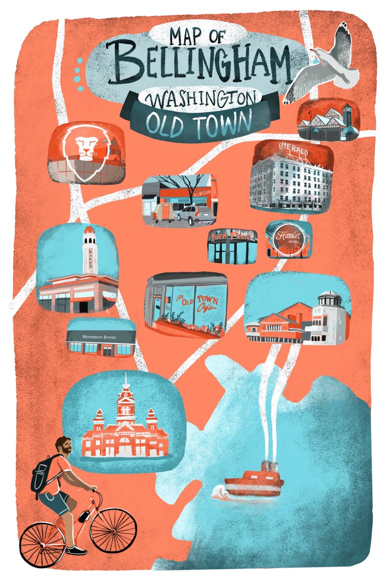 Bellingham Washington Poster and Sticker Set Etsy