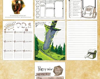 The Adventurer's Journal - TTRPG Character sheet, spell tracker, backstory for D&D 5E, Digital Download