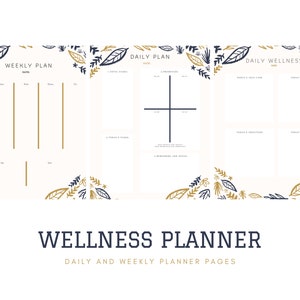 Printable Wellness Planner: Productivity, Day Organizer, Mental Health, Week at a Glance, Desk Planner