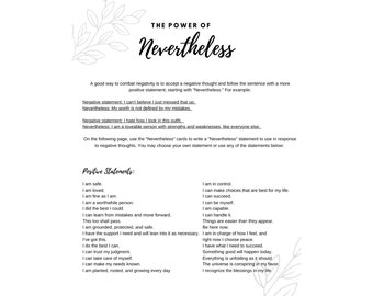 Challenge Negative Beliefs: Nevertheless, Self-growth, CBT, Negative Thoughts, Anxiety, Self-Esteem, therapist resources, therapy worksheets