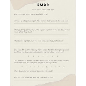 EMDR Therapy Note: EMDR Protocol, Trauma Worksheet, Therapy Worksheet ...