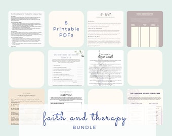 Faith and Therapy Worksheet Package: Christian, Mental health, Wellness, Printable Pages, Anxiety, Self-Esteem.