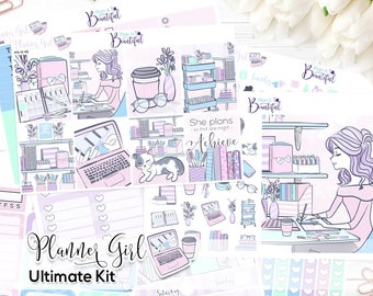 Planner Girl - Ultimate Weekly Kit - Premium Matte Paper & Removable Vinyl - Stickers for Erin Condren Vertical Life Planner