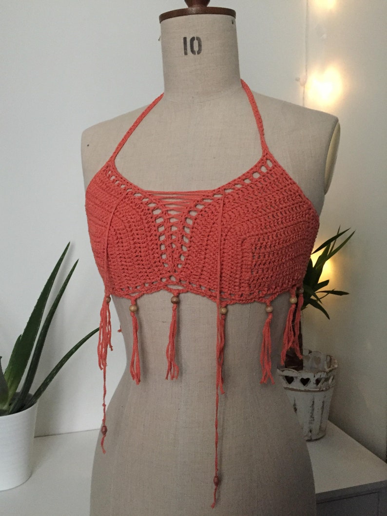 Fringe crochet top bralette xs-m