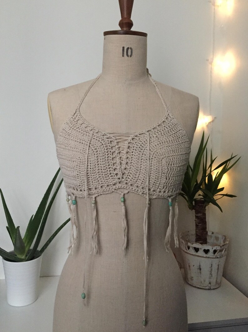 Fringe crochet top bralette xs-m