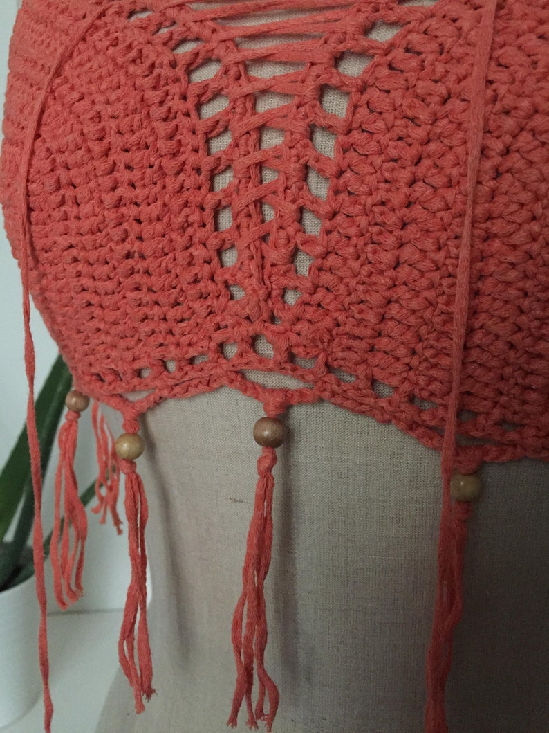 Fringe crochet top bralette xs-m