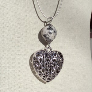 Heart pendant with bead necklace