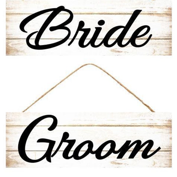 15" x 5" Bride (or) Groom Sign, Mr. and Mrs. Sign, wedding sign, bride and groom sign, groom and bride sign, chair sign, wedding wreath sign