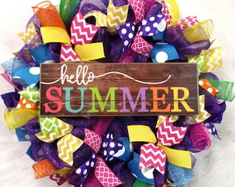 Summer Wreath, Summer Decor, flip flop wreath, summer flip flop wreath, wreath, colorful wreath, bright wreath, summer decor