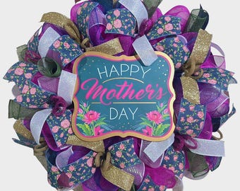 Mother's Day wreath, happy mother's day wreath, mother's Day gift ideas, mother's Day, door wreath, eunique mother's day gifts, wreaths