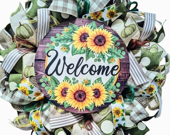 Welcome wreath, sunflower wreaths, sunflower wreath, welcome wreaths, everyday wreaths, everyday wreath, door decor, door decorations