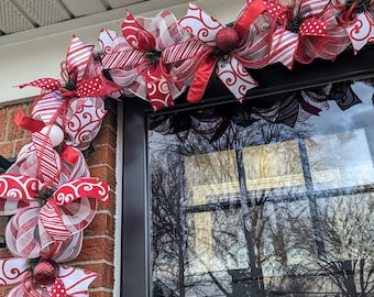 Candy Cane GARLAND, CHRISTMAS GARLAND, Door garland, mantle, Mesh Christmas Garland, Christmas decorations, garlands, Christmas garlands