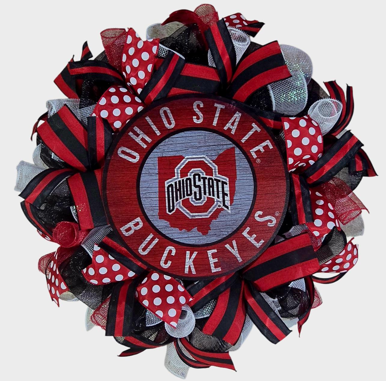 Ohio state wreath, ohio college wreath, ohio buckeyes, college decor, graduation wreath, collegiate decorations, college wreath, Ohio state