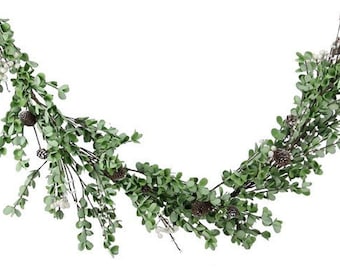 5'L Eucalyptus/Pip/Pinecone Garland, eucalyptus garland, garland, mantle garland, pinecone garland, artificial garland, mantel garland