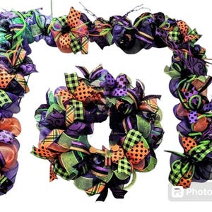 Halloween Wreath and Garland Set | Halloween Garland | Halloween Wreath | Halloween Décor | Fun halloween wreath | Mesh