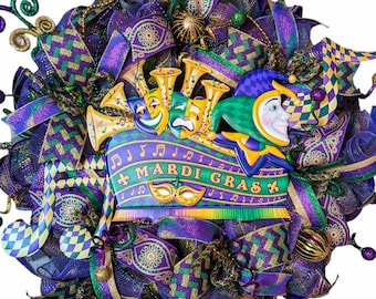 XL Mardi gras wreath, Mardi gras wreath, Mardi gras garlands, Mardi gras garlands, Mardi gras decorations, Mardi gras decor, mesh Mardi gras