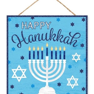 10"Sq Happy Hanukkah Glitter Sign