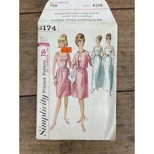 Vintage Simplicity Dress & Jacket Size 10 Sew Pattern 6174