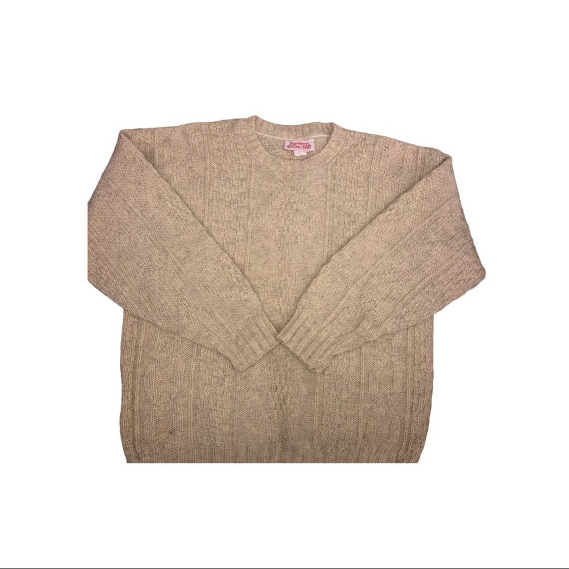 Vintage Fall River Knitting Mills wool cable knit sweater Etsy