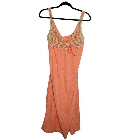 Vintage Peach With Lace Chest and Straps Slip Nig… - image 1