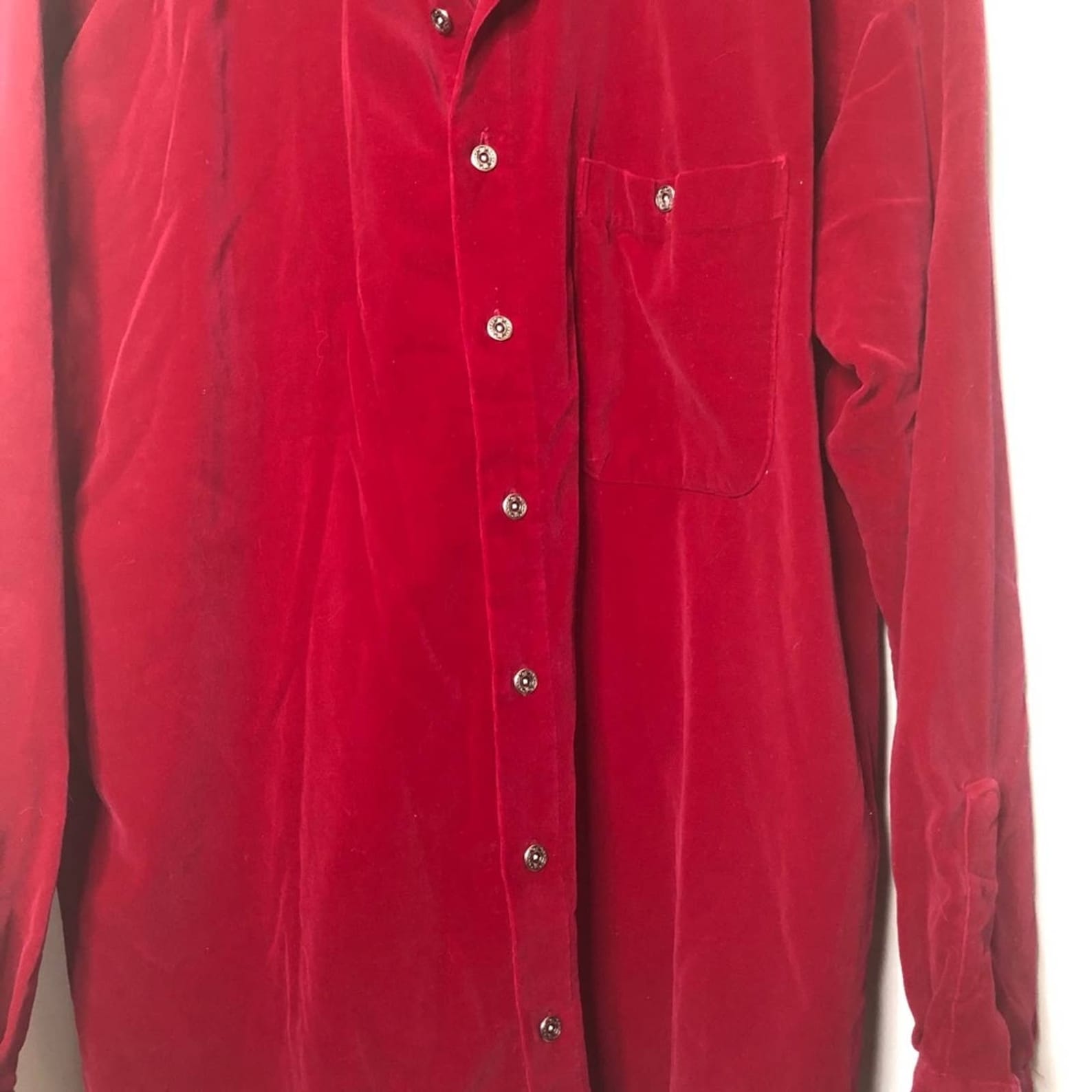 Vintage Mens Johnny Cotton red velvet button up shirt size XL Etsy