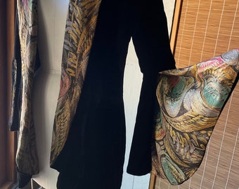 30s Art Deco Lamé & Silk Velvet Bell Sleeve Jacket XS S