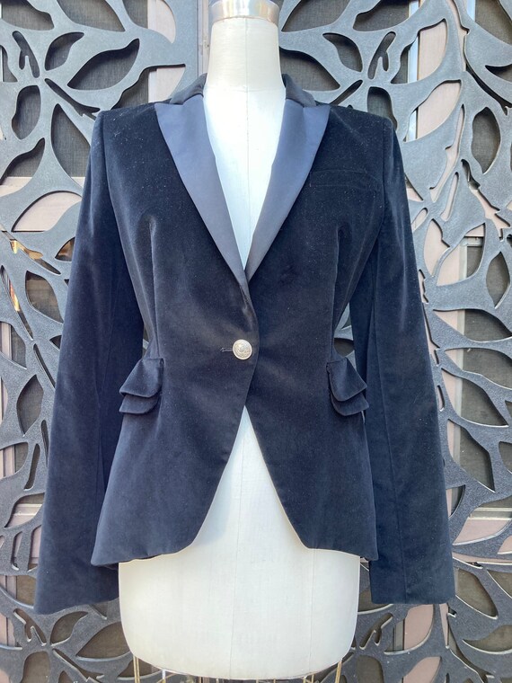 Alexander Mcqueen Velvet Cotton Tuxedo Jacket Satin Lapel Military 