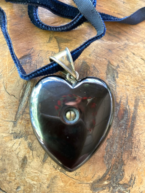 Antique Victorian Turquoise Onyx Heart Garnet Pea… - image 5