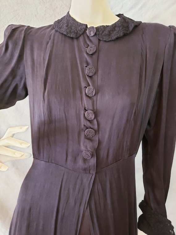 30s 40s "MARGERY" Silk Charmeuse Monogrammed Dres… - image 4