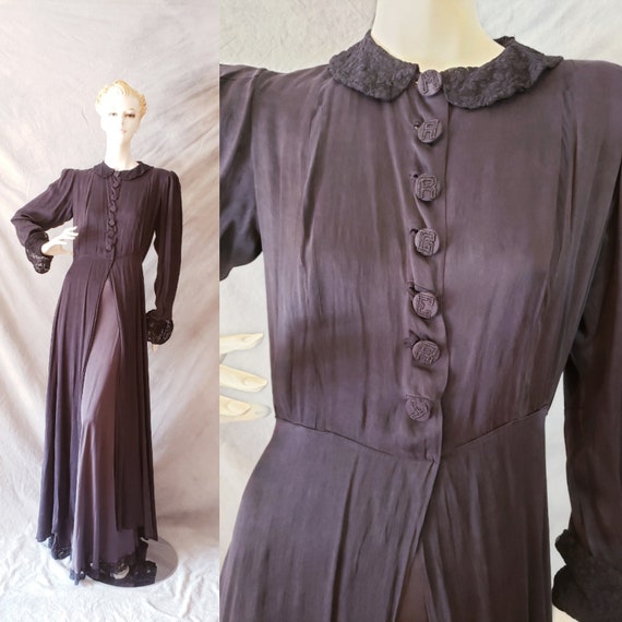 30s 40s "MARGERY" Silk Charmeuse Monogrammed Dress