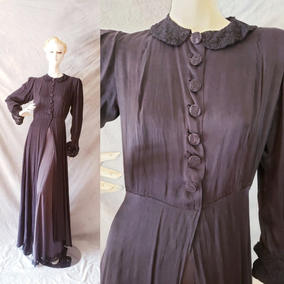 30s 40s "MARGERY" Silk Charmeuse Monogrammed Dres… - image 1