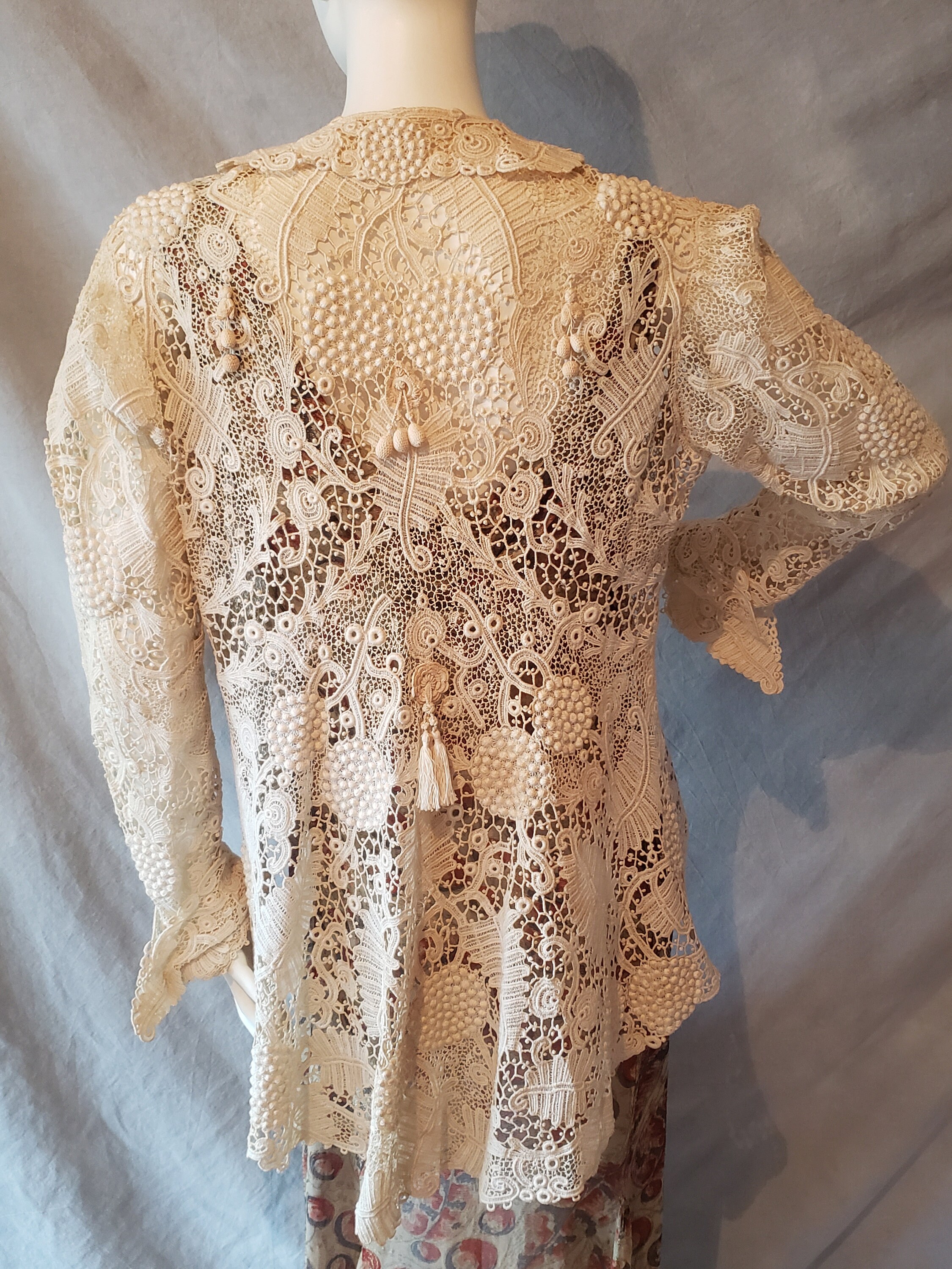 Victorian Irish Crochet 3D Antique Lace Edwardian Equestrian Ascot