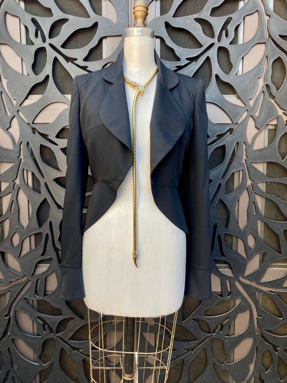 Karl Lagerfeld Gallery Black Tuxedo Tails Blazer Structured Slim