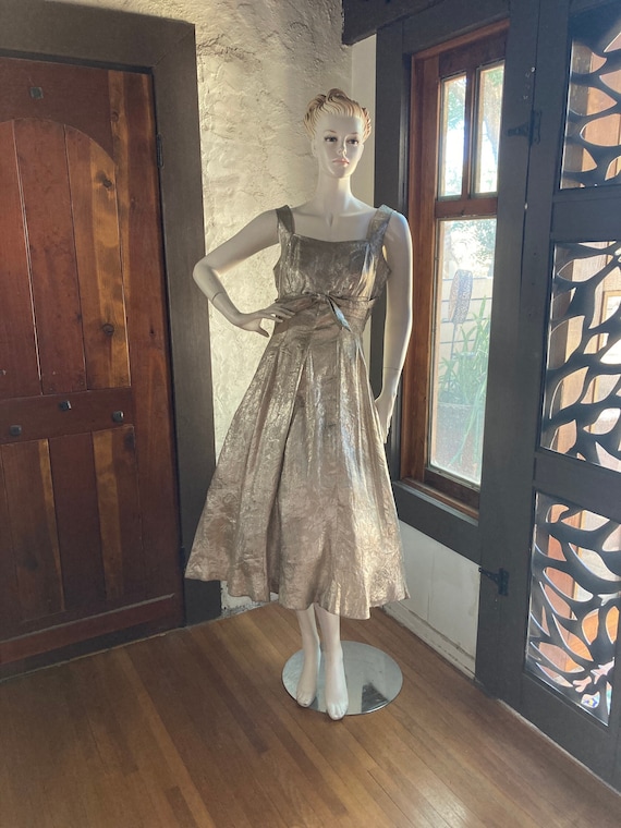 slim fit dress slacks Dolly Elegant Gold Sleeveless Beaded Pleated Large Swing Dress-GRACIA (V) M / Gold: The Back Is Zippered