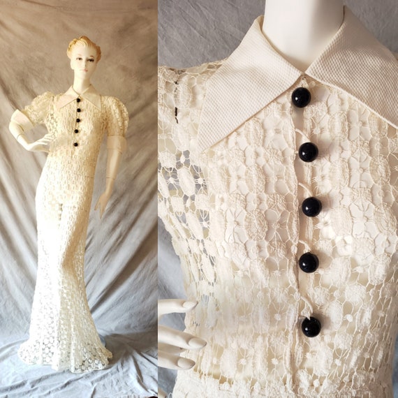 30s Spiderweb Crochet Puckered Seersucker Cotton B