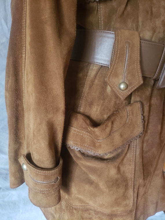 90s YSL Western Suede Leather Eyelet 100% Silk Li… - image 2