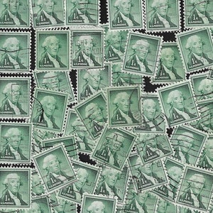 50 Green George Washington Stamps - Stamps by Color Projects - 1955 USA