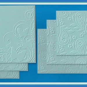 Set of Six Embossed Notecards - Aqua
